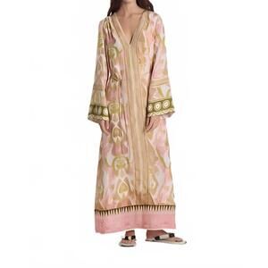 NEW MARIA CHER delancey anne long dress in pink vibes